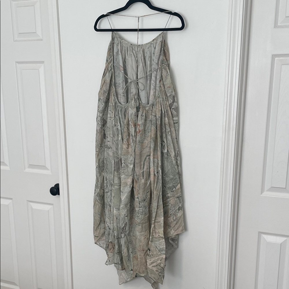 Nicholas K Flowy Marble-Print 100% Cotton Maxi Dress Open Back size Small - Picture 5 of 10